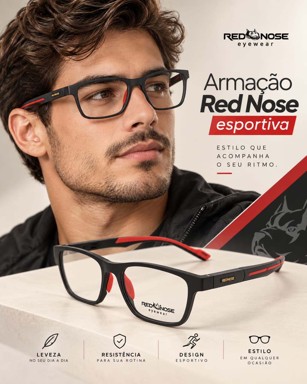 Armação esportiva Red Nose
